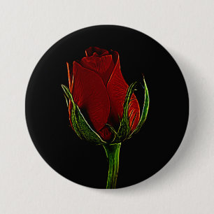 Elegant & Romantic Single Red Rose Button