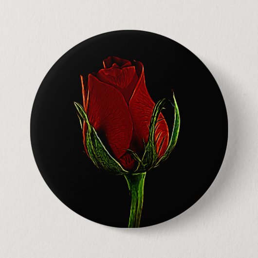 Elegant & Romantic Single Red Rose Button (Voorkant)