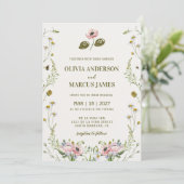 Elegant Romantic Spring Wildflower Wedding Kaart (Staand voorkant)