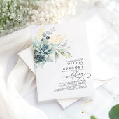 Elegant Romantic Succulents Gold Greenery Wedding Folie Uitnodiging