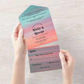 Elegant Romantic Sunset Blue Sky Beach Weddenschap All In One Uitnodiging (Afscheurbaar)