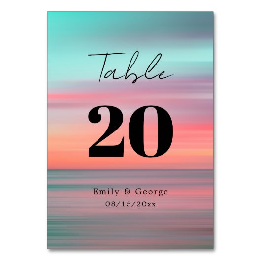 Elegant Romantic Sunset Blue Sky Beach Weddenschap Kaart (Achterkant)