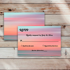 Elegant Romantic Sunset Blue Sky Beach Weddenschap RSVP Kaartje