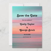 Elegant Romantic Sunset Blue Sky Beach Weddenschap Save The Date (Voorkant)