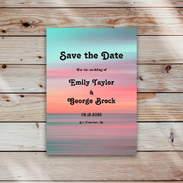 Elegant Romantic Sunset Blue Sky Beach Weddenschap Save The Date