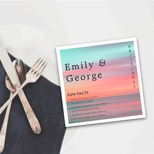 Elegant Romantic Sunset Blue Sky Beach Weddenschap Servet