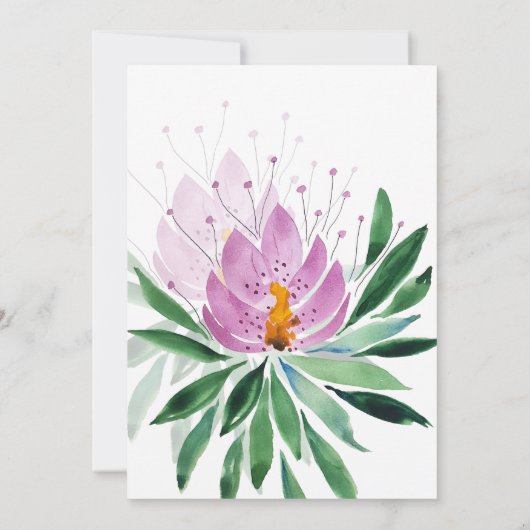 Elegant Romantic Violet Lotus Waterverf Art Aankondiging (Achterkant)