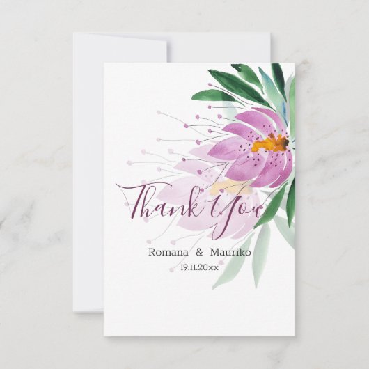 Elegant Romantic Violet Lotus Waterverf Art Bedankkaart (Voorkant)