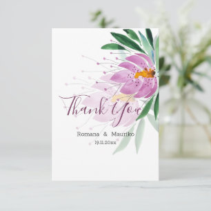 Elegant Romantic Violet Lotus Waterverf Art Bedankkaart