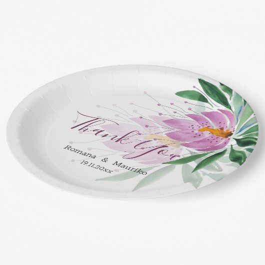 Elegant Romantic Violet Lotus Waterverf Art Papieren Bordje (Gekanteld)