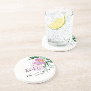 Elegant Romantic Violet Lotus Waterverf Art Zandsteen Onderzetter