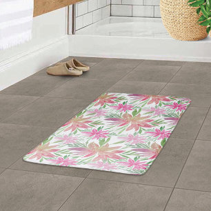 Elegant Romantic Waterverf bloemen schudden roze Badmat