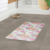 Elegant Romantic Waterverf bloemen schudden roze Badmat