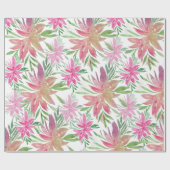 Elegant Romantic Waterverf bloemen schudden roze Cadeaupapier (Vlak)