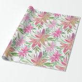 Elegant Romantic Waterverf bloemen schudden roze Cadeaupapier (Uitgerold)