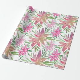 Elegant Romantic Waterverf bloemen schudden roze Cadeaupapier