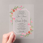 Elegant Romantic Waterverf Floral Wedding Acryl Uitnodigingen (Insitu (Draagbaar))