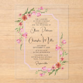 Elegant Romantic Waterverf Floral Wedding Acryl Uitnodigingen (Voorkant)