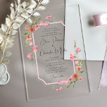 Elegant Romantic Waterverf Floral Wedding Acryl Uitnodigingen<br><div class="desc">Elegant Romantische Waterverf Floral Wedding Acryl Invitations beschikt over romantische oude wereld landcharme met de elegantie van de Regency tijdperk met roze,  oranje,  rode,  blauw en geel waterverf geaccentueerd met handgeschilderd groen. Voeg uw aangepaste tekst toe in een elegant,  modern kalligrafiescript. Ontworpen voor u door Evco Studio www.zazzle.com/store/evcostudio</div>