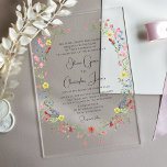 Elegant Romantic Waterverf Floral Wedding Acryl Uitnodigingen<br><div class="desc">Elegant Romantische Waterverf Floral Wedding Acryl Invitations beschikt over romantische oude wereld landcharme met de elegantie van de Regency tijdperk met roze,  oranje,  rode,  blauw en geel waterverf geaccentueerd met handgeschilderd groen. Voeg uw aangepaste tekst toe in een elegant,  modern kalligrafiescript. Ontworpen voor u door Evco Studio www.zazzle.com/store/evcostudio</div>