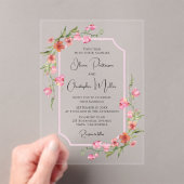 Elegant Romantic Waterverf Floral Wedding Acryl Uitnodigingen (Insitu (Draagbaar))