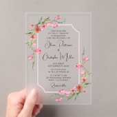 Elegant Romantic Waterverf Floral Wedding Acryl Uitnodigingen (Insitu (Draagbaar))