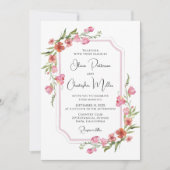 Elegant Romantic Waterverf Floral Wedding Kaart (Voorkant)