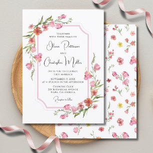 Elegant Romantic Waterverf Floral Wedding Kaart