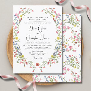 Elegant Romantic Waterverf Floral Wedding Kaart