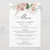 Elegant Romantic Waterverf Floral Wedding Menu (Voorkant)