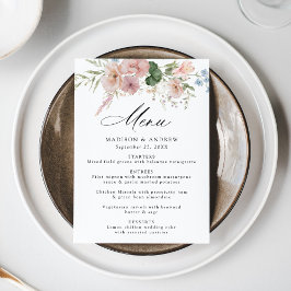 Elegant Romantic Waterverf Floral Wedding Menu
