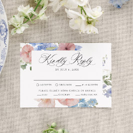 Elegant Romantic Waterverf Floral Wedding RSVP Kaartje