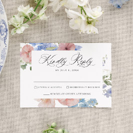 Elegant Romantic Waterverf Floral Wedding RSVP Kaartje