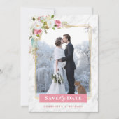 Elegant Romantic Waterverf Floral Wedding Save The Date (Voorkant)
