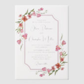 Elegant Romantic Waterverf Floral Wedding Vellum Uitnodigingen (Voorkant)
