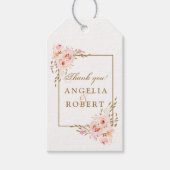 Elegant Romantic Waterverf Roze Blush Gold Rozen Cadeaulabel (Voorkant)