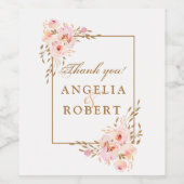 Elegant Romantic Waterverf Roze Blush Gold Rozen Wijn Etiket (Enkel label)