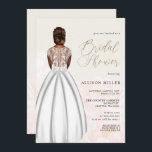 Elegant Romantic Wedding Dress Vrijgezellenfeest Kaart<br><div class="desc">Elegant Romantic African American Bride White Wedding Dress Bridal Shower Invitations.</div>