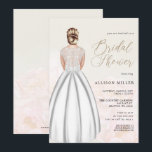 Elegant Romantic Wedding Dress Vrijgezellenfeest Kaart<br><div class="desc">Elegant Romantic White Wedding Dress Bridal Shower Invitations.</div>