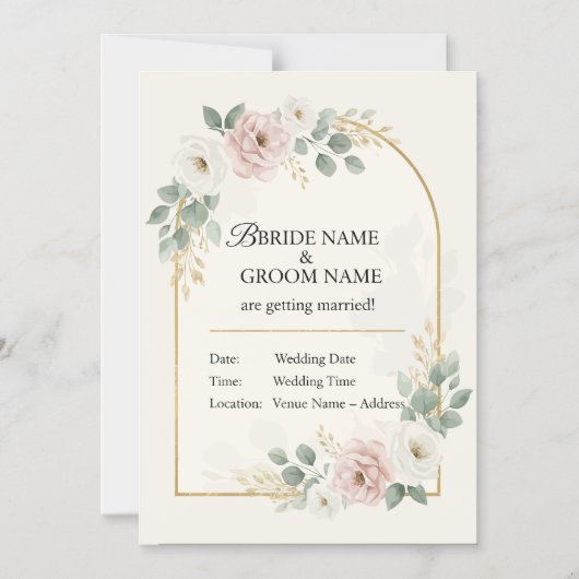 Elegant Romantic Wedding Invitation  Minimal Mode Magnetische Uitnodiging (Voorkant)