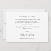 Elegant romantic Wedding Save the new date Aankondiging (Achterkant)