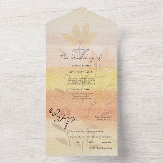 Elegant Romantic Wildbloemen Terracotta All In One Uitnodiging (Binnen)