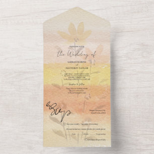 Elegant Romantic Wildbloemen Terracotta All In One Uitnodiging