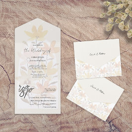 Elegant Romantic Wildbloemen Terracotta All In One Uitnodiging
