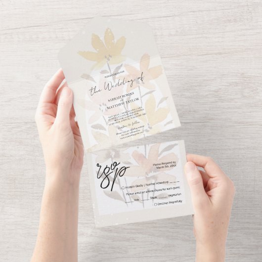 Elegant Romantic Wildbloemen Terracotta All In One Uitnodiging (Afscheurbaar)