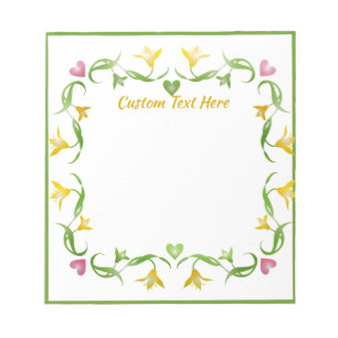Elegant Romantic Yellow Lilies Pink Hearts Notitie Notitieblok