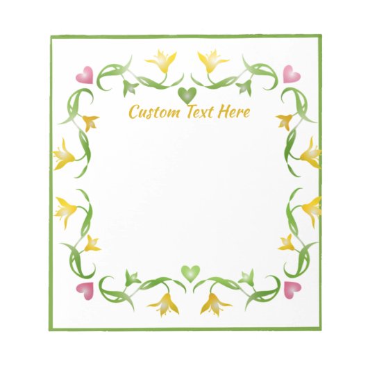 Elegant Romantic Yellow Lilies Pink Hearts Notitie Notitieblok (Voorkant)