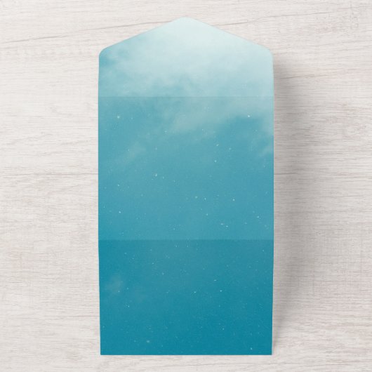 Elegant romantisch blauw Al in One Wedding Invite All In One Uitnodiging (Buitenkant)