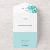 Elegant Romantisch Blauw Waterverf Iris All In One Uitnodiging (Buitenkant)