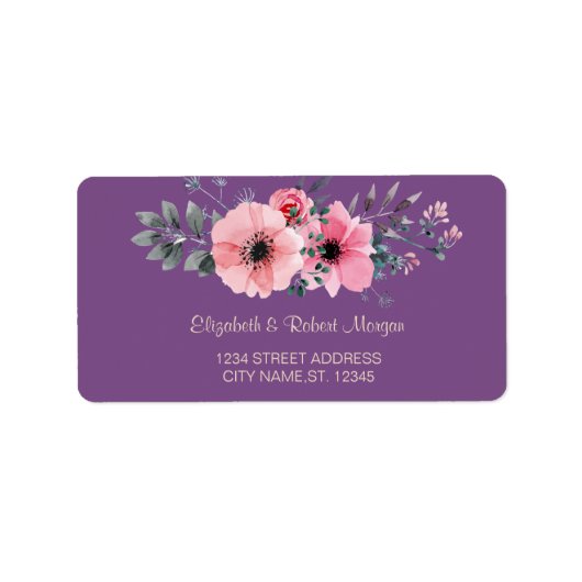 Elegant Romantisch Bloem Bruiloft Label (Voorkant)